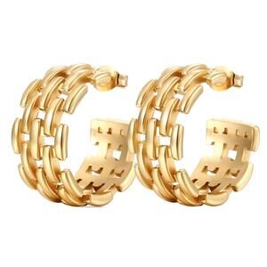 Waterproof Gold Plated Hoop Earrings